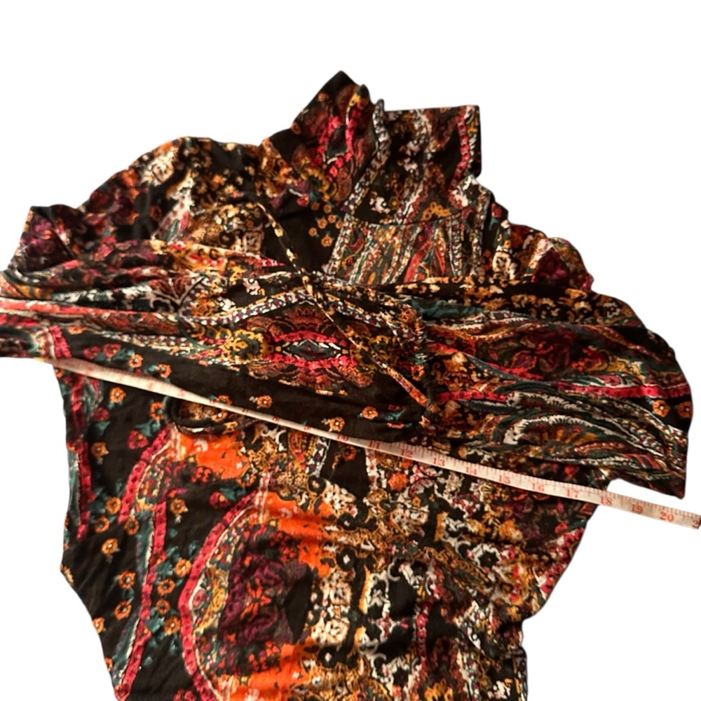 Free People All Dolled Up Paisley Boho High Neck Long Sleeve Mini Dress | S - Picture 11 of 16